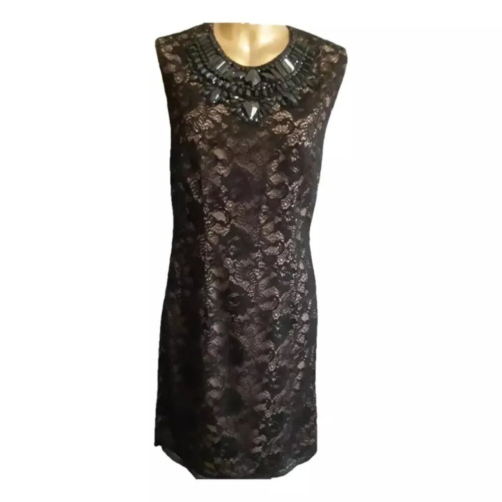 NWT Haute Hippie Black Lined Lace Sleeveless Beaded Dress Size 8 MSRP $495 - Picture 7 of 11